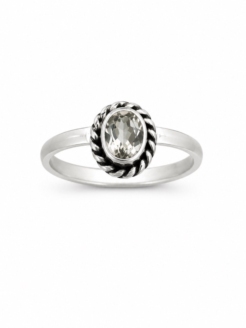 Lemon Quartz Oval Braided Ring (S925)